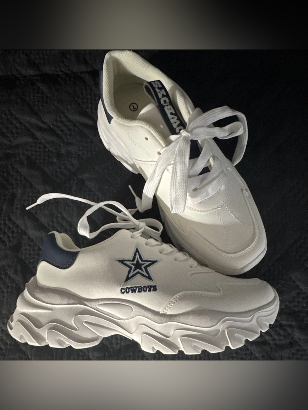 Dallas Cowboys Chunky White Sneakers Size 7